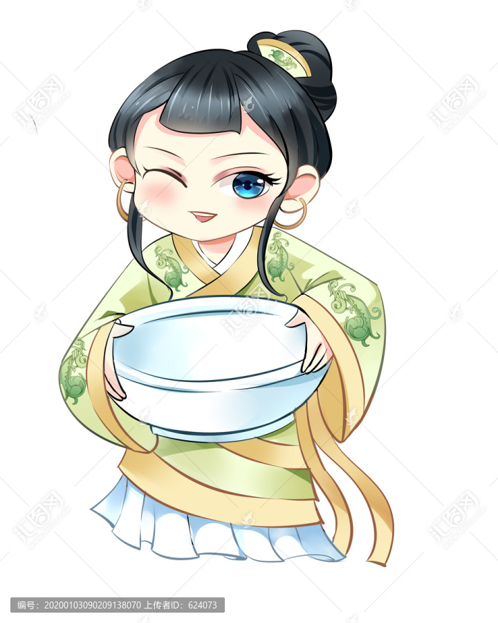 手繪古代廚娘Q版PSD