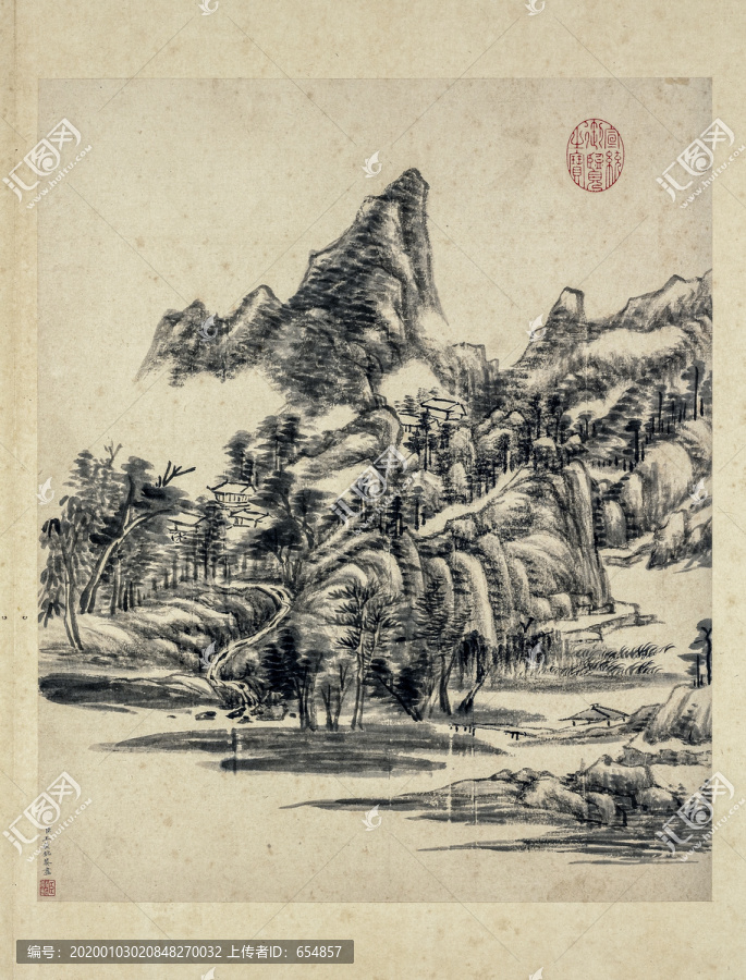 王敬铭仿米芾山水画