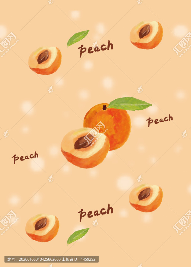 手繪桃子插畫