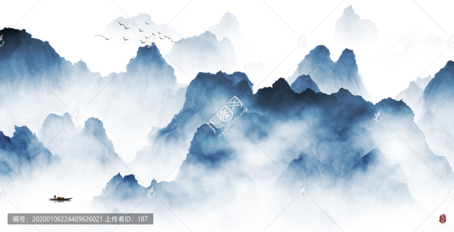 新中式抽象水墨畫山水畫