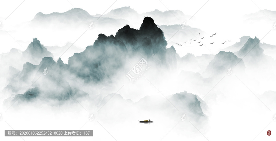 抽象意境水墨山水畫