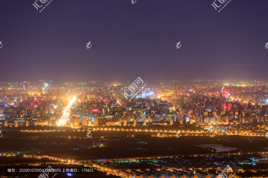 西山远眺北京城西城区夜景