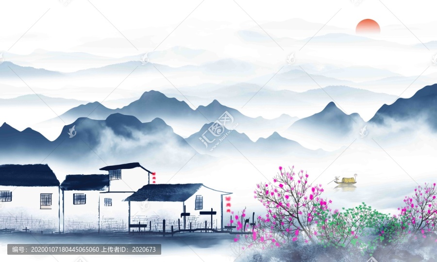 新中式大氣意境山水畫