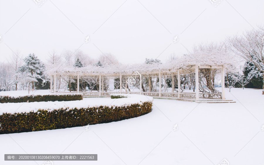 公园建筑雪景景观