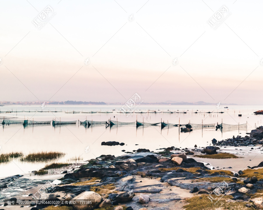 中国福建惠安湖边村渔业风景