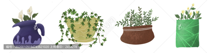 盆栽獨(dú)立圖層貼紙手帳素材