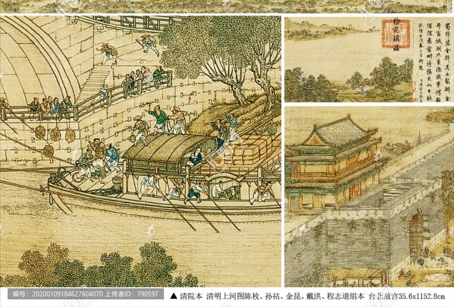 陳枚孫祜金昆戴洪程志道清院本清明上河圖絹本高清全圖