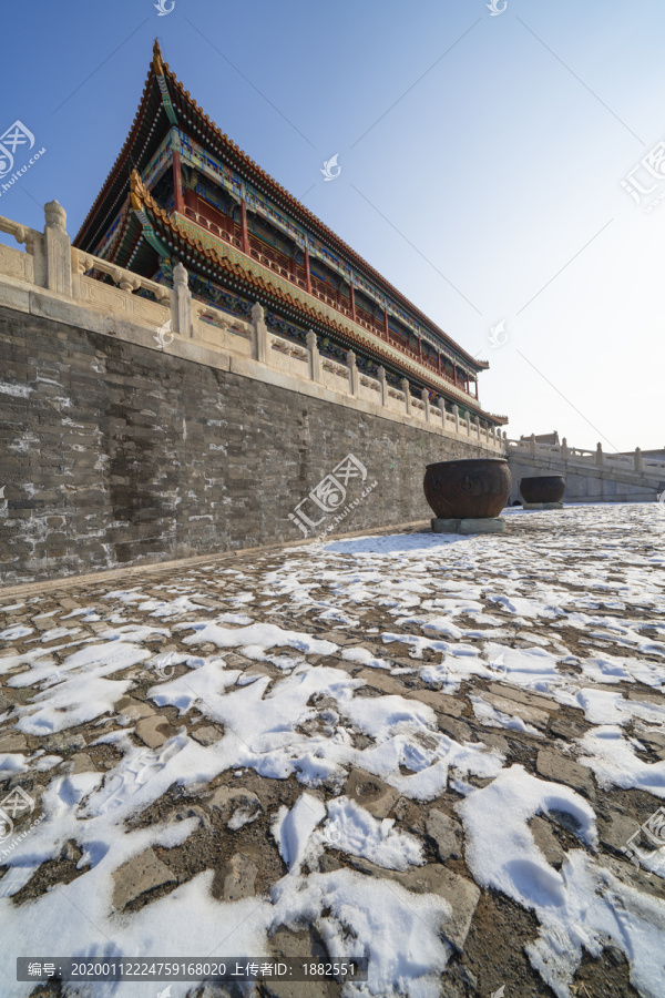 冬天的中国北京故宫建筑一角