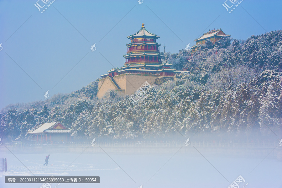 北京颐和园冬日雪景