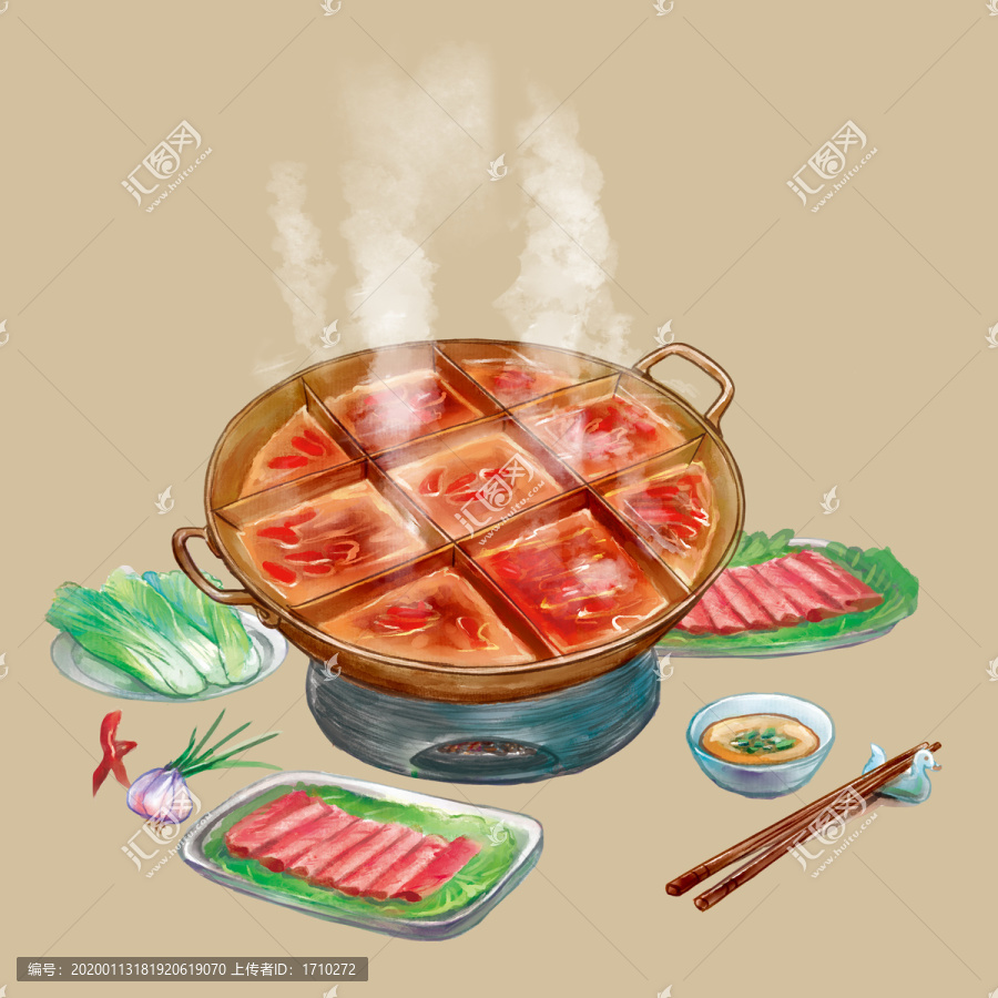 原創(chuàng)手繪九宮格火鍋