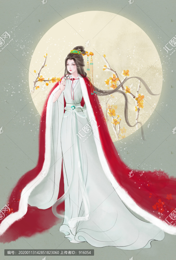 手繪古風(fēng)美女