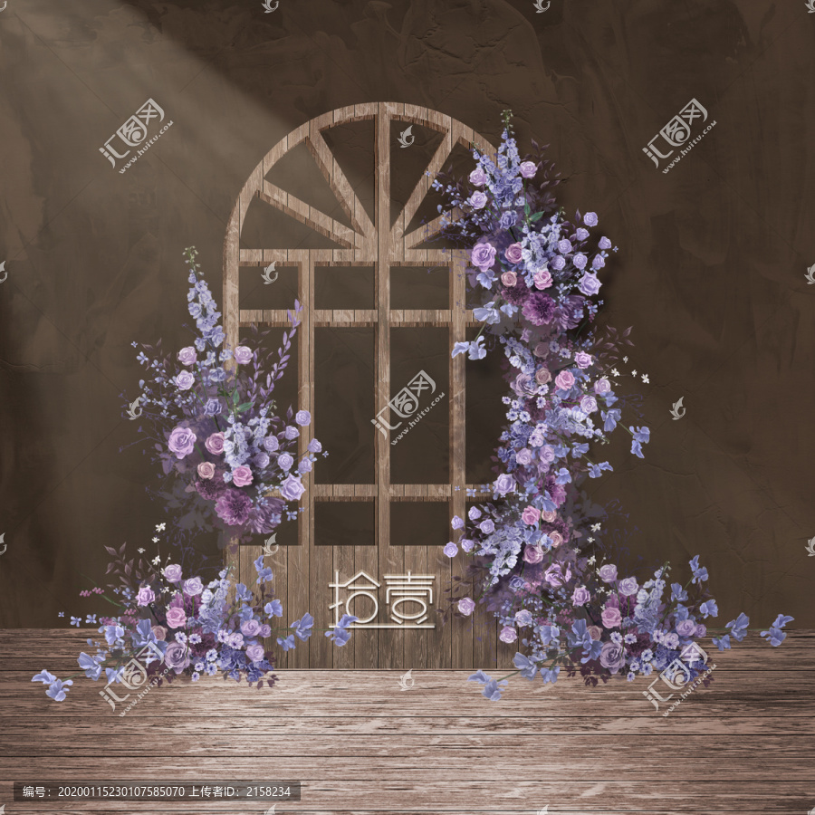 紫色油畫風(fēng)手繪婚禮花藝