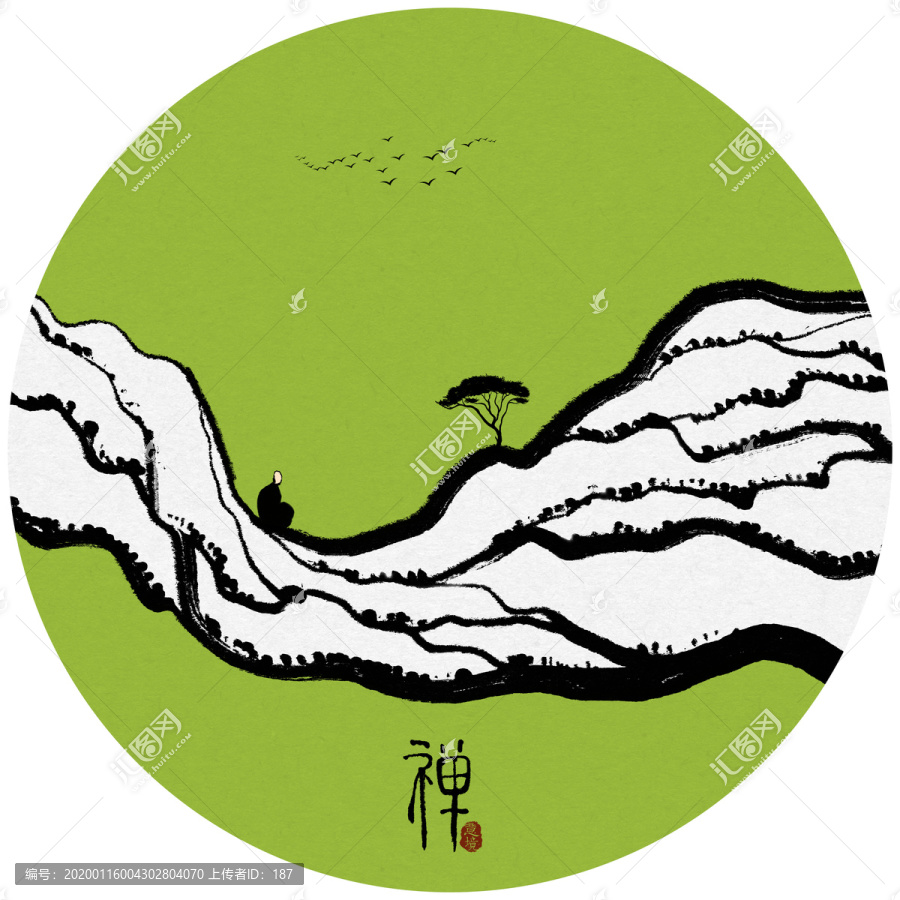 抽象禪境水墨畫