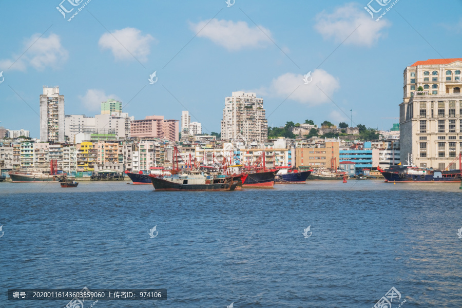 珠海和澳门的城市建筑海港风光