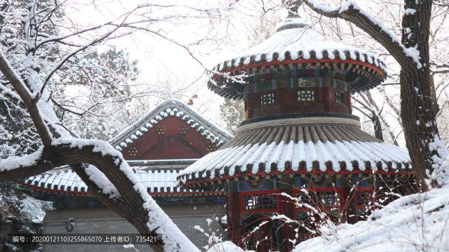 园林建筑雪景