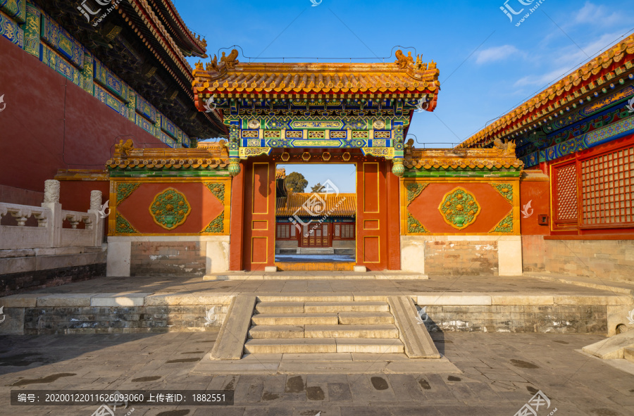 中国北京故宫建筑红墙门院