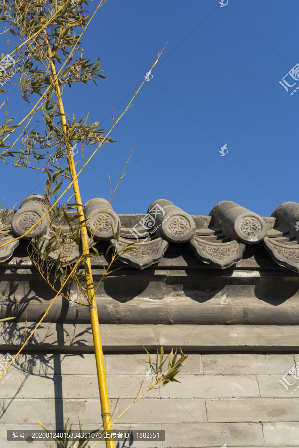 中国风瓦片围墙建筑背景