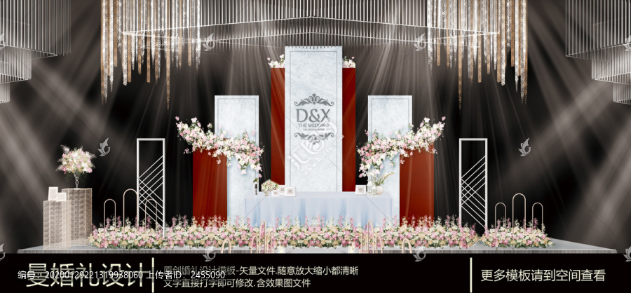 白色大理石紅色婚禮簽到區(qū)