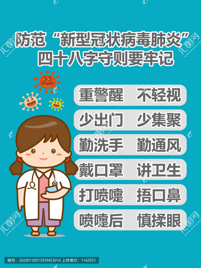 預防新型冠狀病毒48字守則