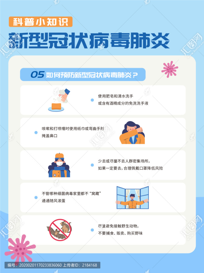 預(yù)防新型冠狀病毒肺炎插畫展板