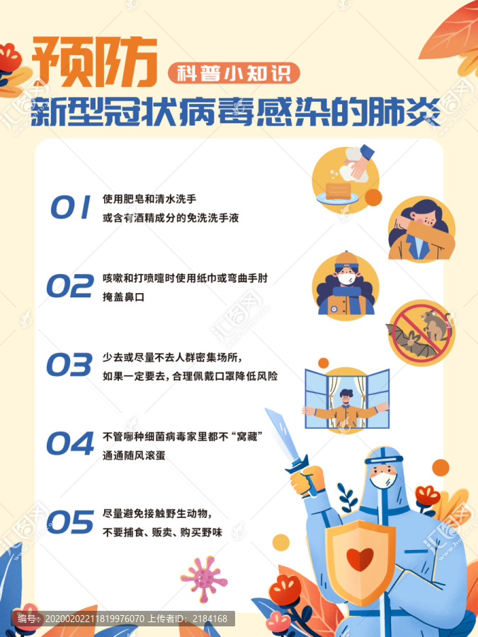 預(yù)防新型冠狀病毒肺炎插畫展板