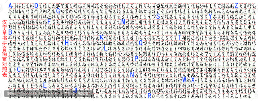 汉字草书拼音简繁对照表