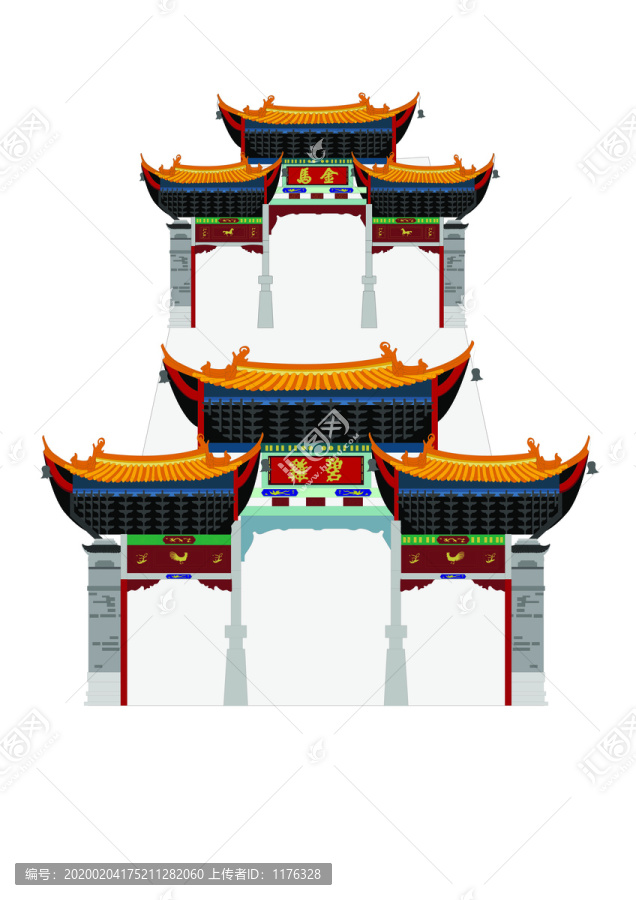 昆明金馬碧雞建筑插畫