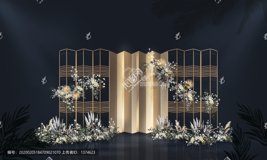 幾何形香檳金婚禮效果圖
