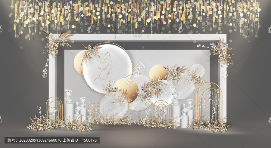 圓形灰白色婚禮效果圖