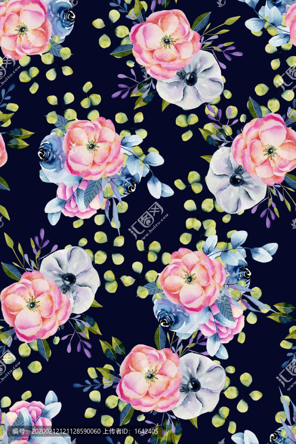 水彩風(fēng)格花卉小碎花女裝花型