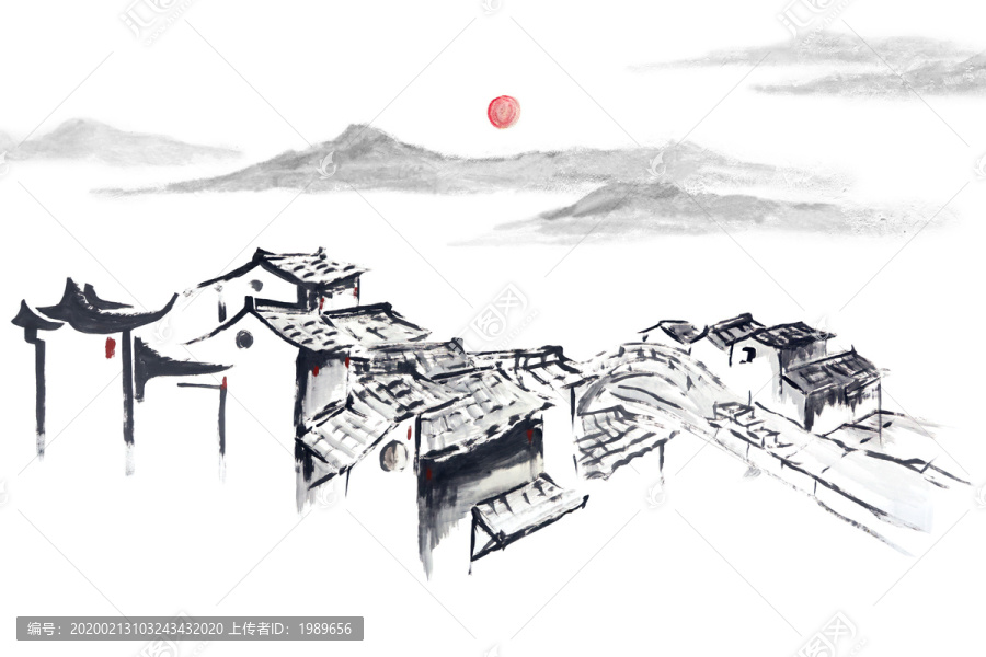 農(nóng)舍水墨畫