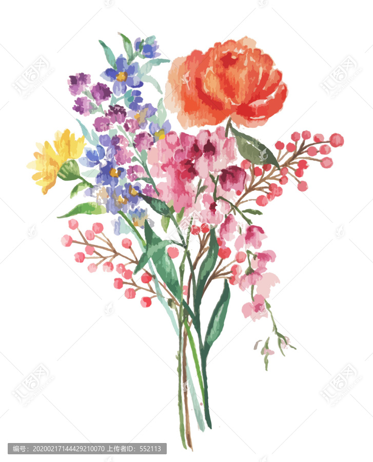 清新水彩花束