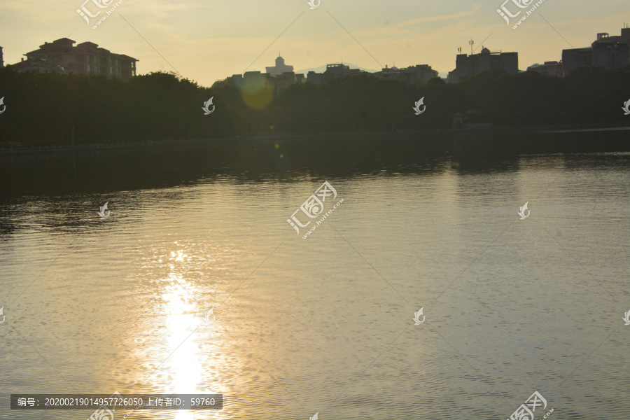 黄昏泉州西湖公园风景