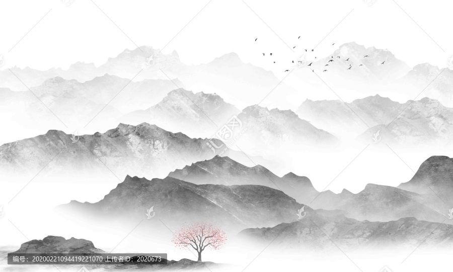 水墨山