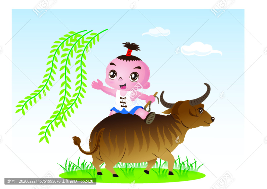 牧童春天矢量圖