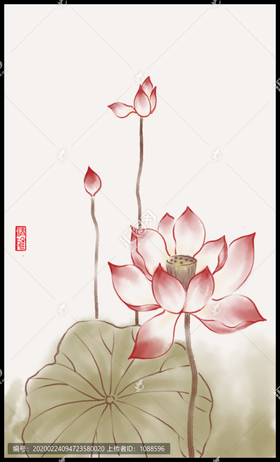 荷花裝飾畫
