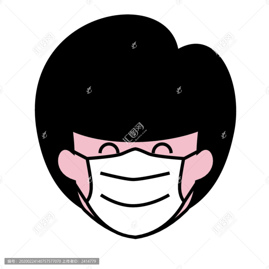 戴口罩的女性卡通頭像