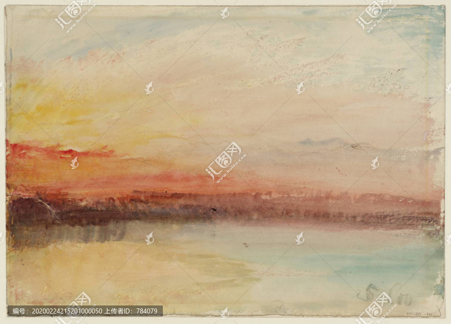 约瑟夫·马洛德·威廉·透纳湖上的红色夕阳