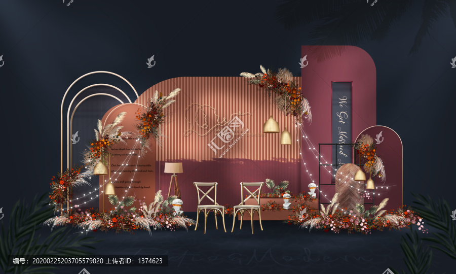 戶外勃艮第紅婚禮背景