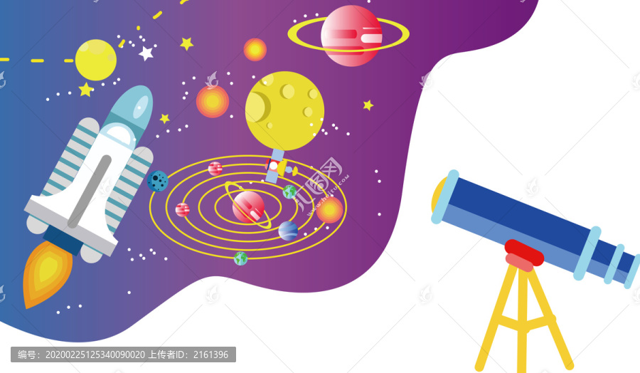 原創(chuàng)宇宙星空扁平矢量插畫(huà)