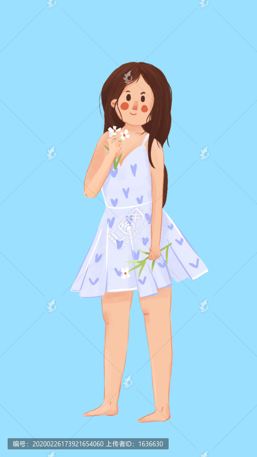 手拿鮮花的女孩