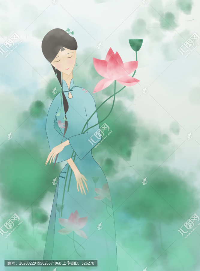 古風(fēng)美人荷韻