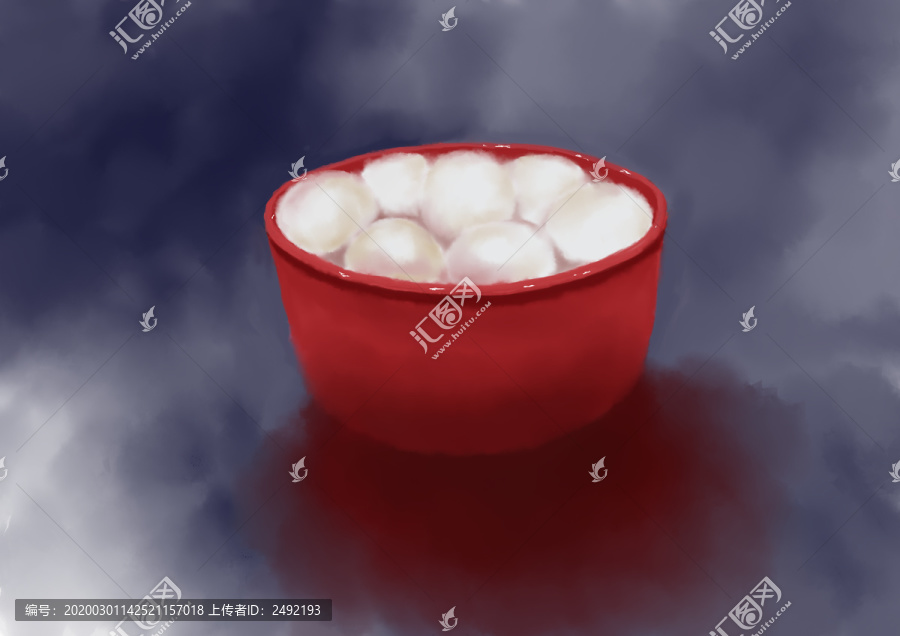 紅色碗里的湯圓