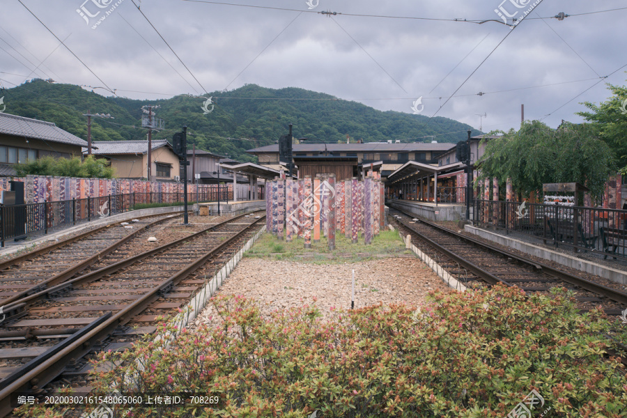 日本京都岚山电车站和服之森景观