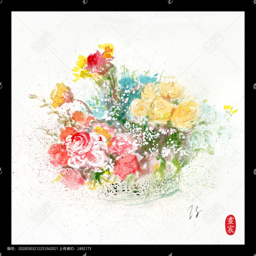 花籃無框畫