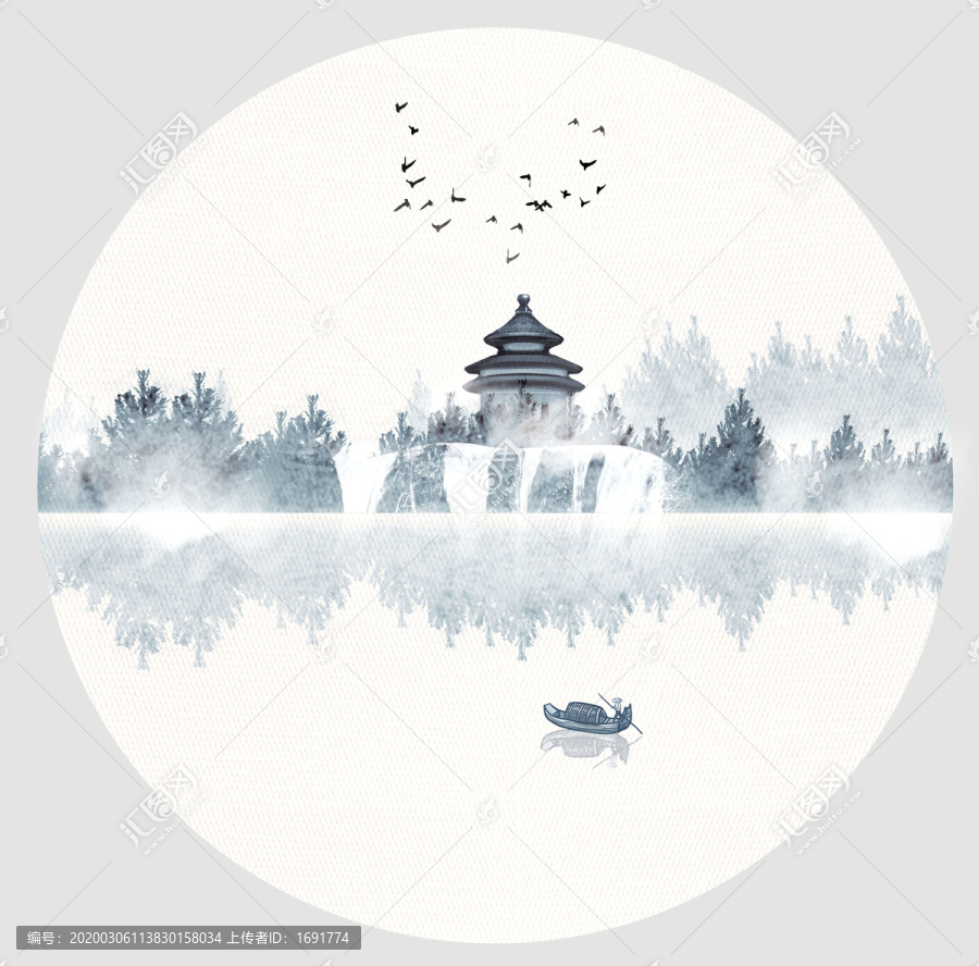 意境水墨山水畫