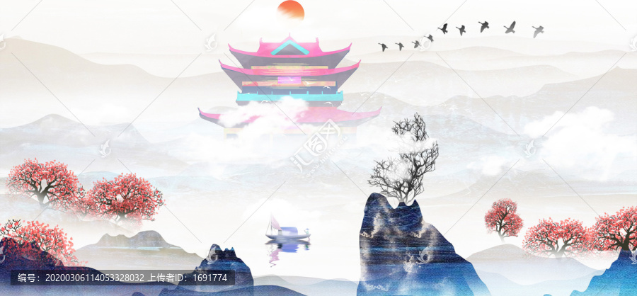中國(guó)風(fēng)水墨山水背景