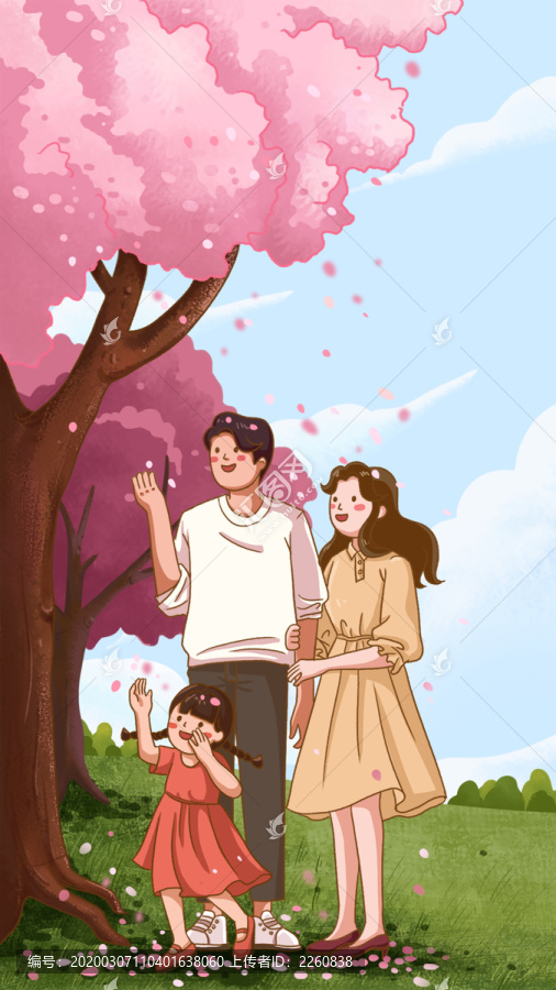 春日家庭出游郊游踏青櫻花公園