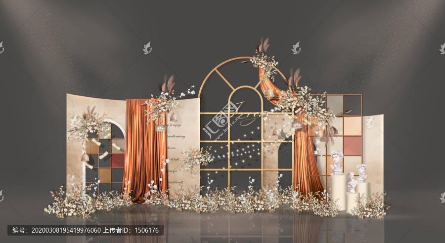 戶外復(fù)古香檳橙婚禮背景設(shè)計(jì)