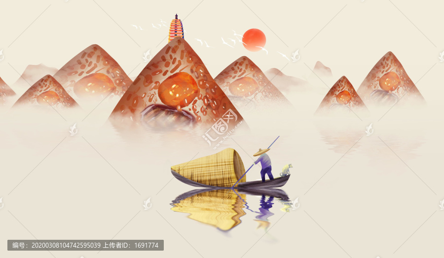 端午節(jié)山水插畫